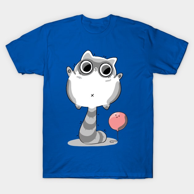 Raccoon and Balloon T-Shirt by StickyAndSleepy